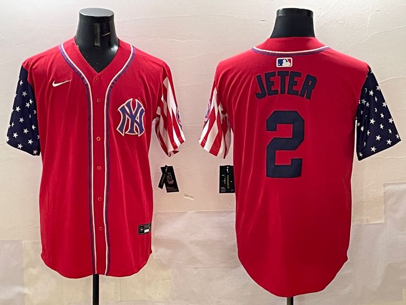 Men New York Yankees #2 Jeter Red a generation of national flags Jointly Name 2025 Nike MLB Jersey style 1